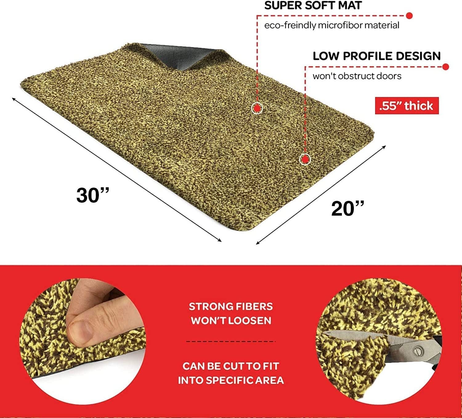 Kaluns Door Mat, Front Doormat, Super Absorbent Mud Mats, Doormats for Entrance Way, Entry Rug, Non Slip PVC Waterproof Backing, Shoe Mat for Entryway, Machine Washable (18x28 Gray)