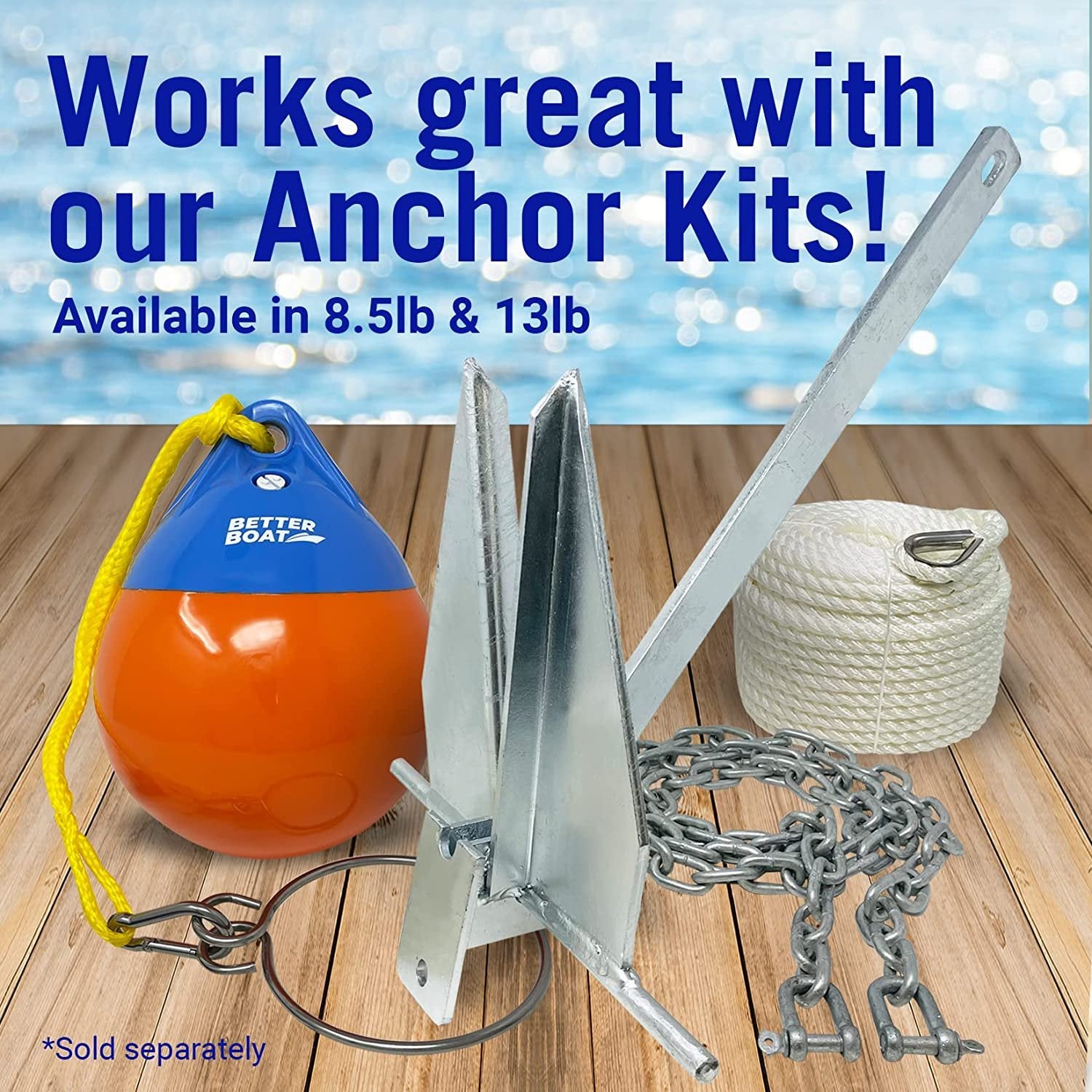 Anchor Buoy & Retrieval Ring Vinyl Boat Bouy Balls Round Boat Mooring Buoys, Bumper or Marker and Anchor Float Ball Floating Pick Up for Rope Line Crab Pot Puller or Inflatable Dock Sea & Lake