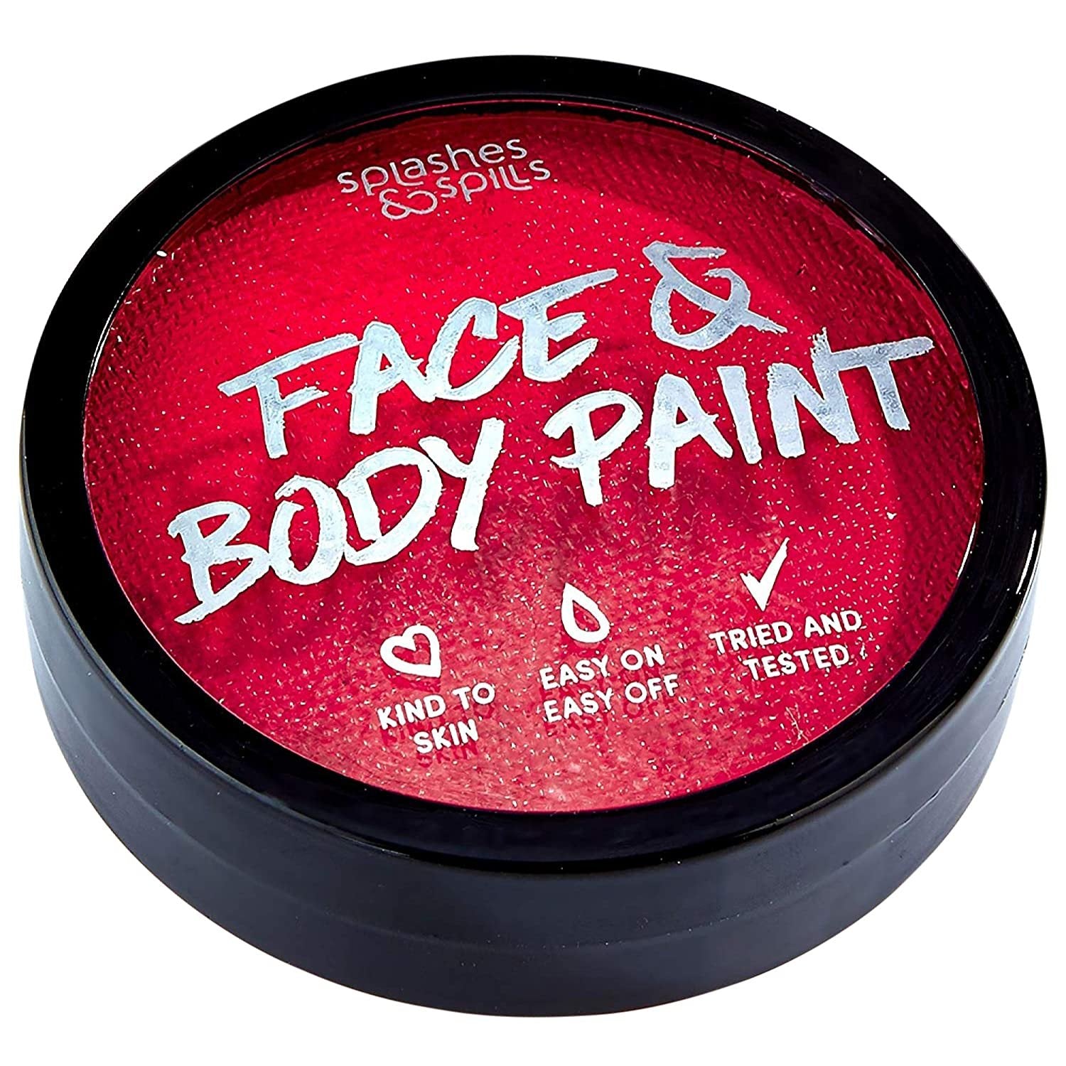 Water Activated Face and Body Paint - Red, 18g Cake Tub - Pretend Costume and Dress Up Makeup by Splashes & Spills