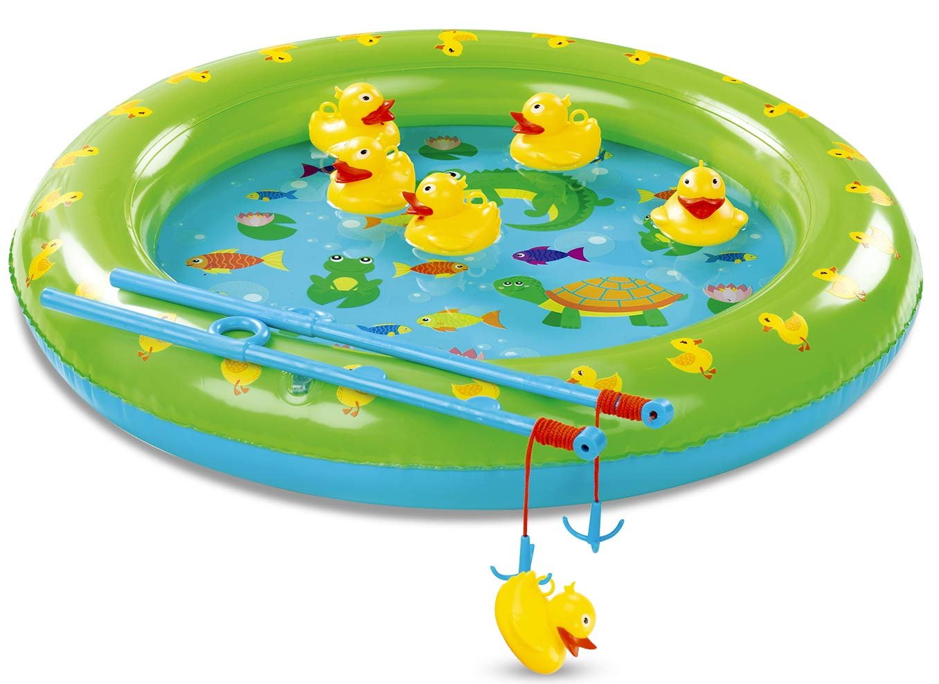 Inflatable Duck Fishing Game for Kids - Small Size, 2 Poles, 6 Ducks - Fun Carnival & Outdoor Party Toy - Free Shipping & Returns
