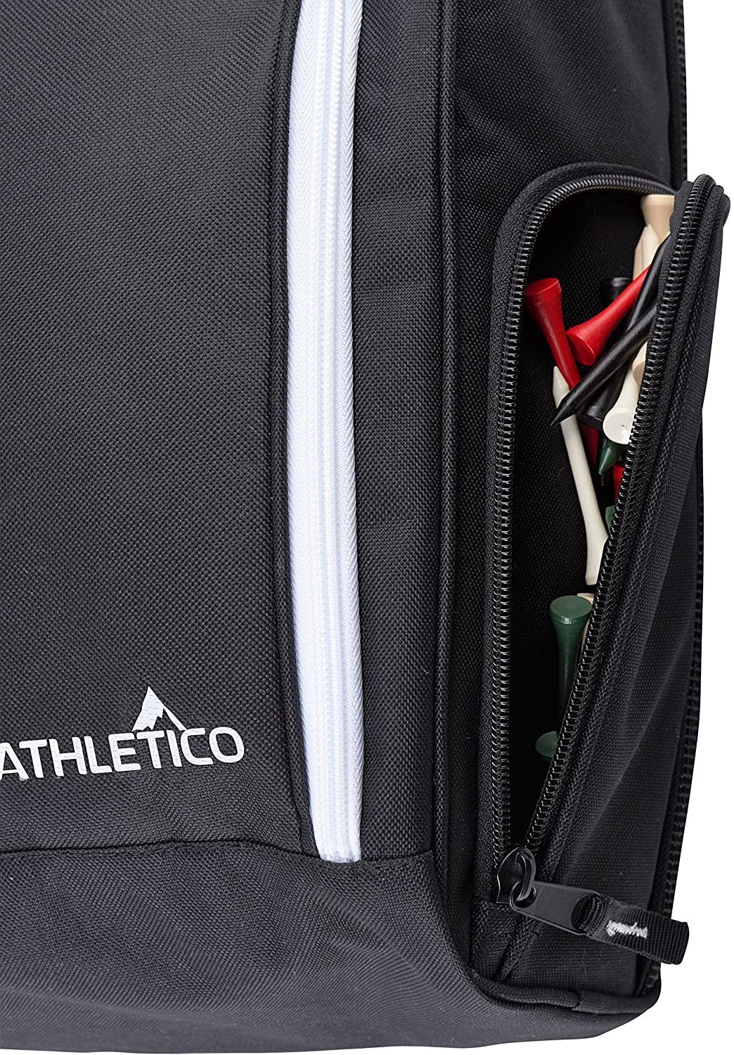 Large Athletico Golf Shoe Bag - Black Zippered Carrier w/ Ventilation & Pocket for Socks, Tees - Free Shipping & Returns