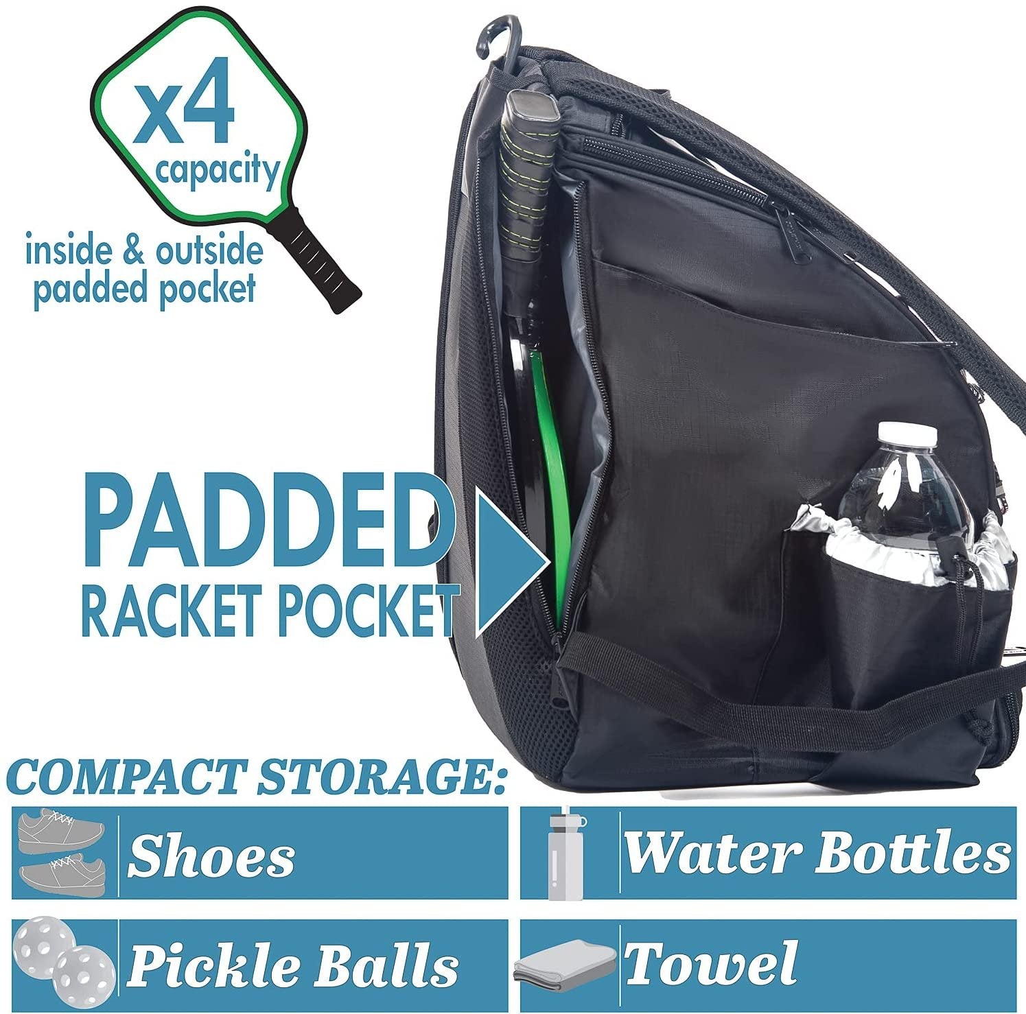 Athletico Pickleball Backpack - Pickleball Bags for Men or Women Includes Pickleball Ball Holder (Pink)