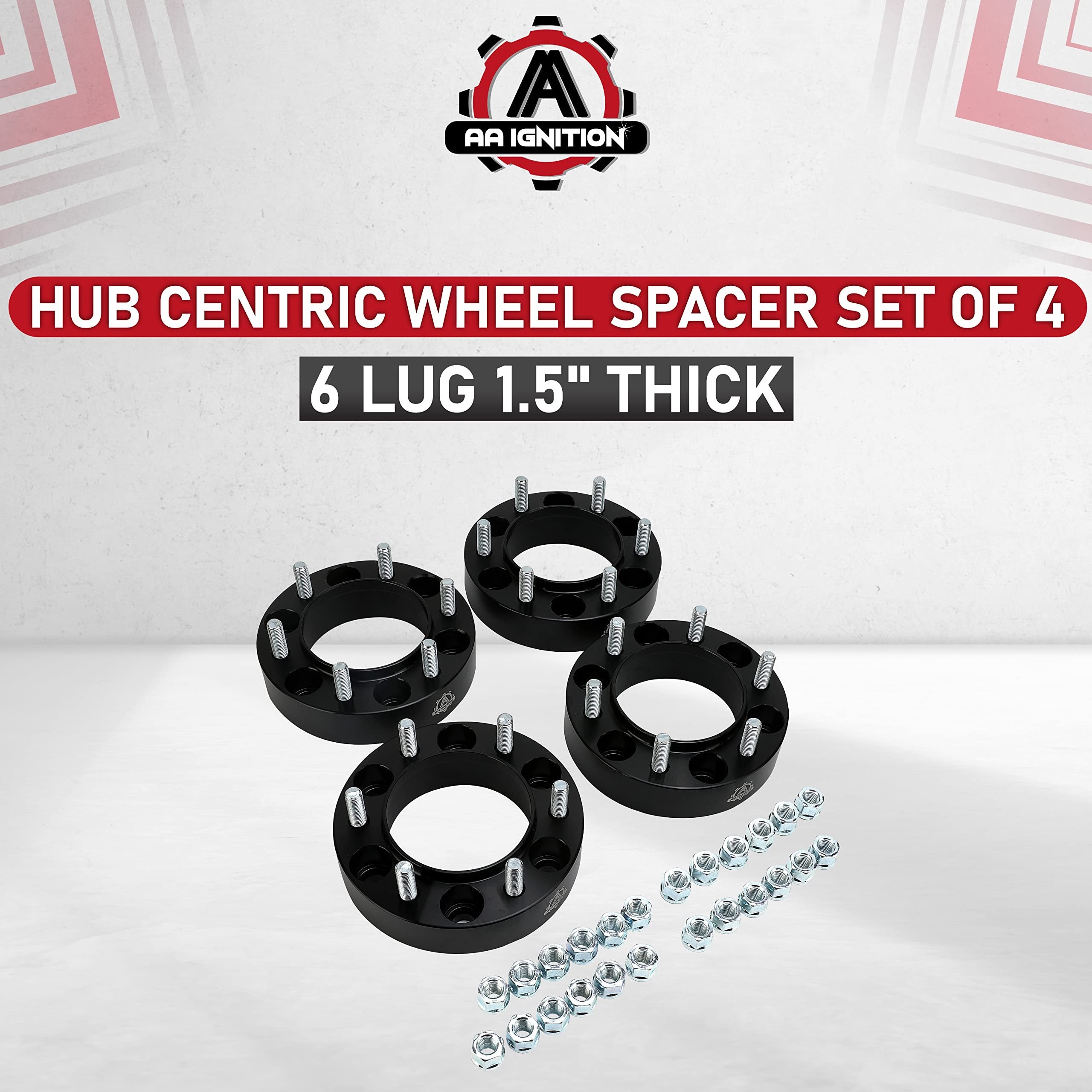 Wheel Spacer Set of 4-6 Lug 1.5 inch 38mm Hub Centric 6x5.5 - Compatible with Toyota Vehicles - 1996-2018 4Runner, 01-07 Sequoia, 2001-18 Tacoma, 00-06 Tundra, FJ Cruiser - 6x139.7mm