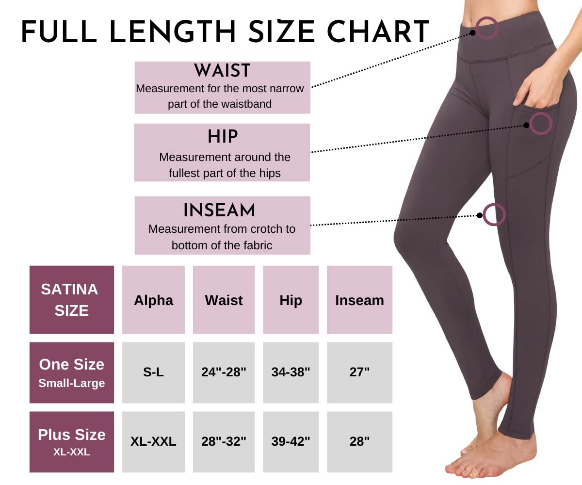 Vintage Violet Satina High Waisted Leggings with Pockets for Women, One Size, Yoga Workout Pants