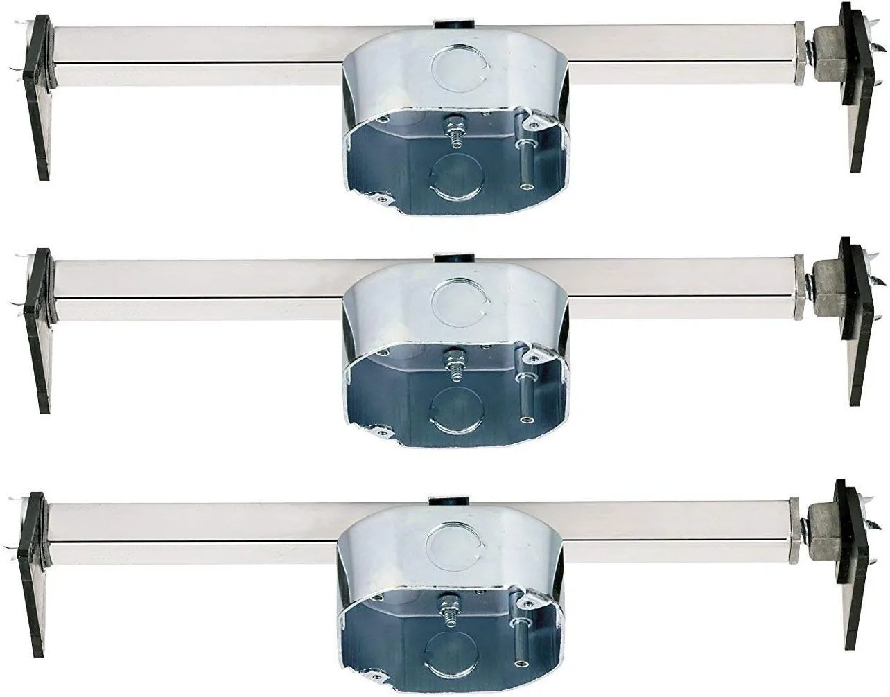 Ciata Ceiling Fan Mounting Bracket, Heavy Duty Metal Mounting Saf-T-Brace with Locking Teeth, 3 Teeth for Lock into Joist, Twist and Lock with 1-1/2 Inch Ceiling Fan Box Mount, Light Electrical Box - 3 Pack