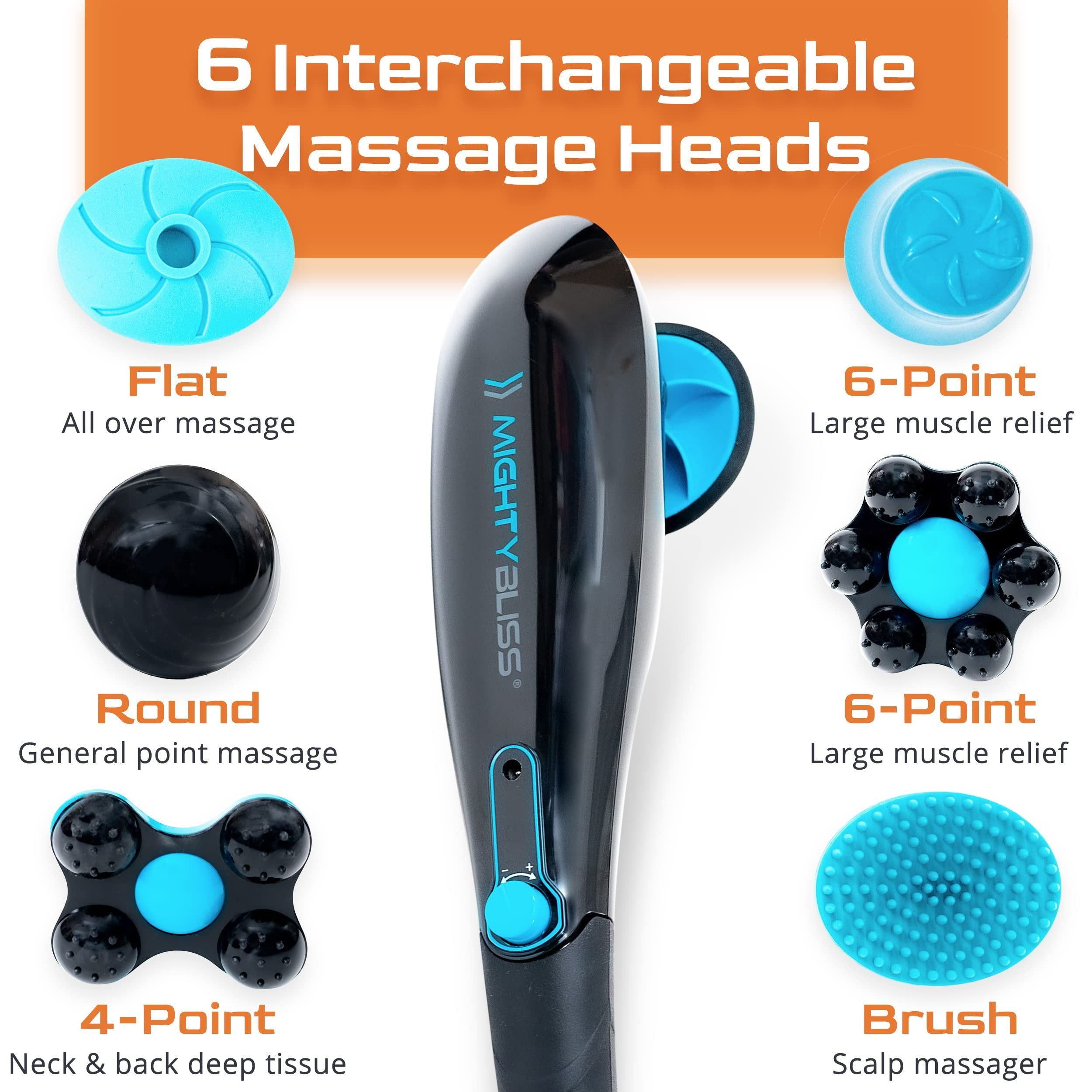 MIGHTY BLISS Cordless Handheld Deep Tissue Massager - Full Body Relief Therapy Machine, Blue, Size 1