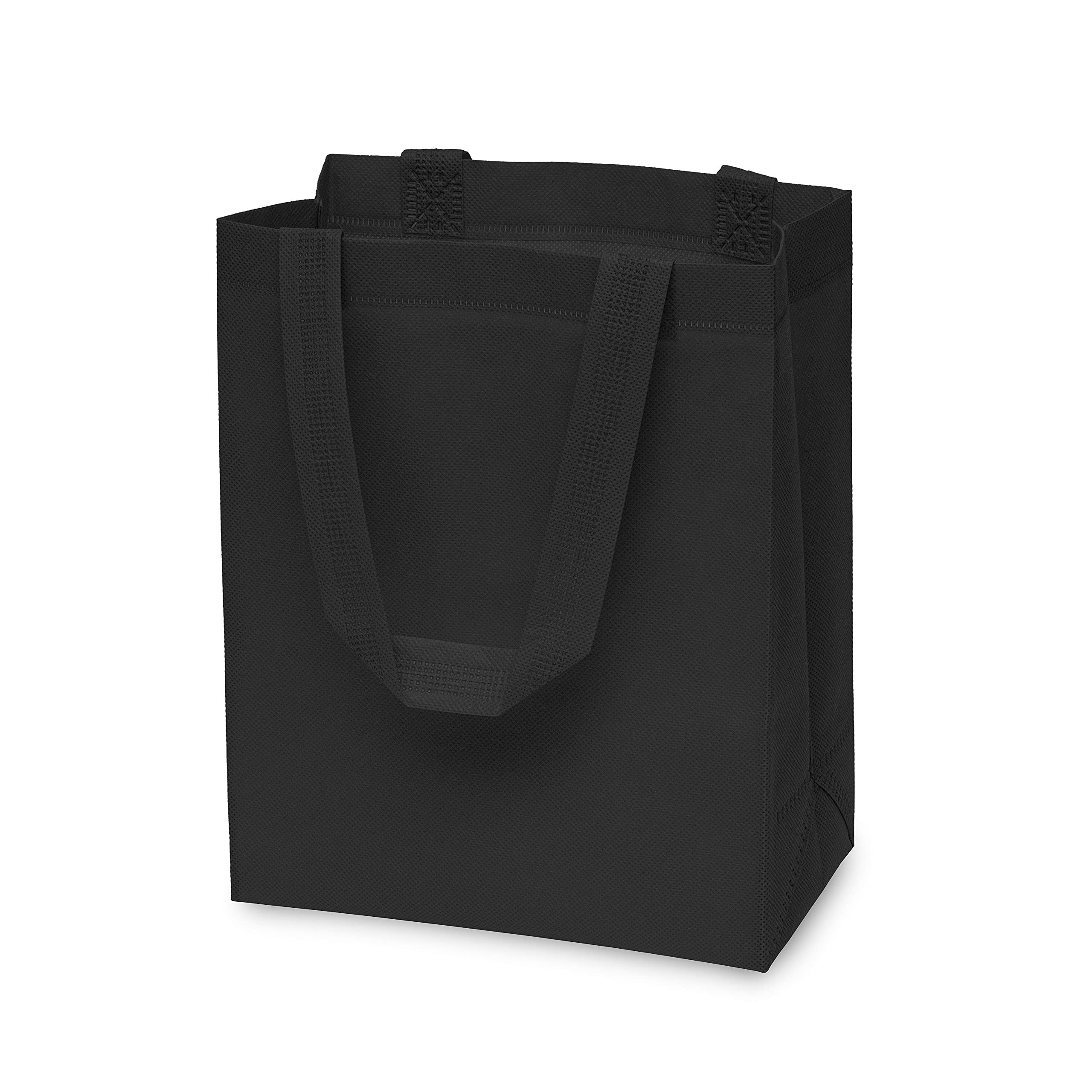 Reusable Gift Bags 12pk Small Black Eco-Friendly Fabric Totes for Shopping & Events - 8x4x10in