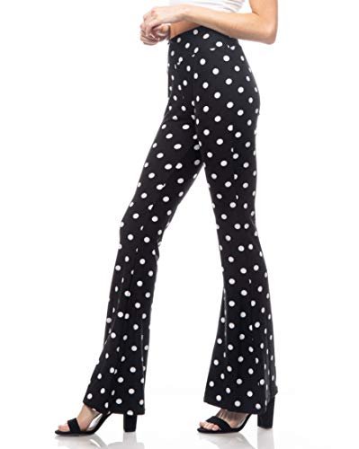 SATINA Small Polka Black White Flare Wide Leg Leggings - Printed & Solid - Reg & Plus Sizes