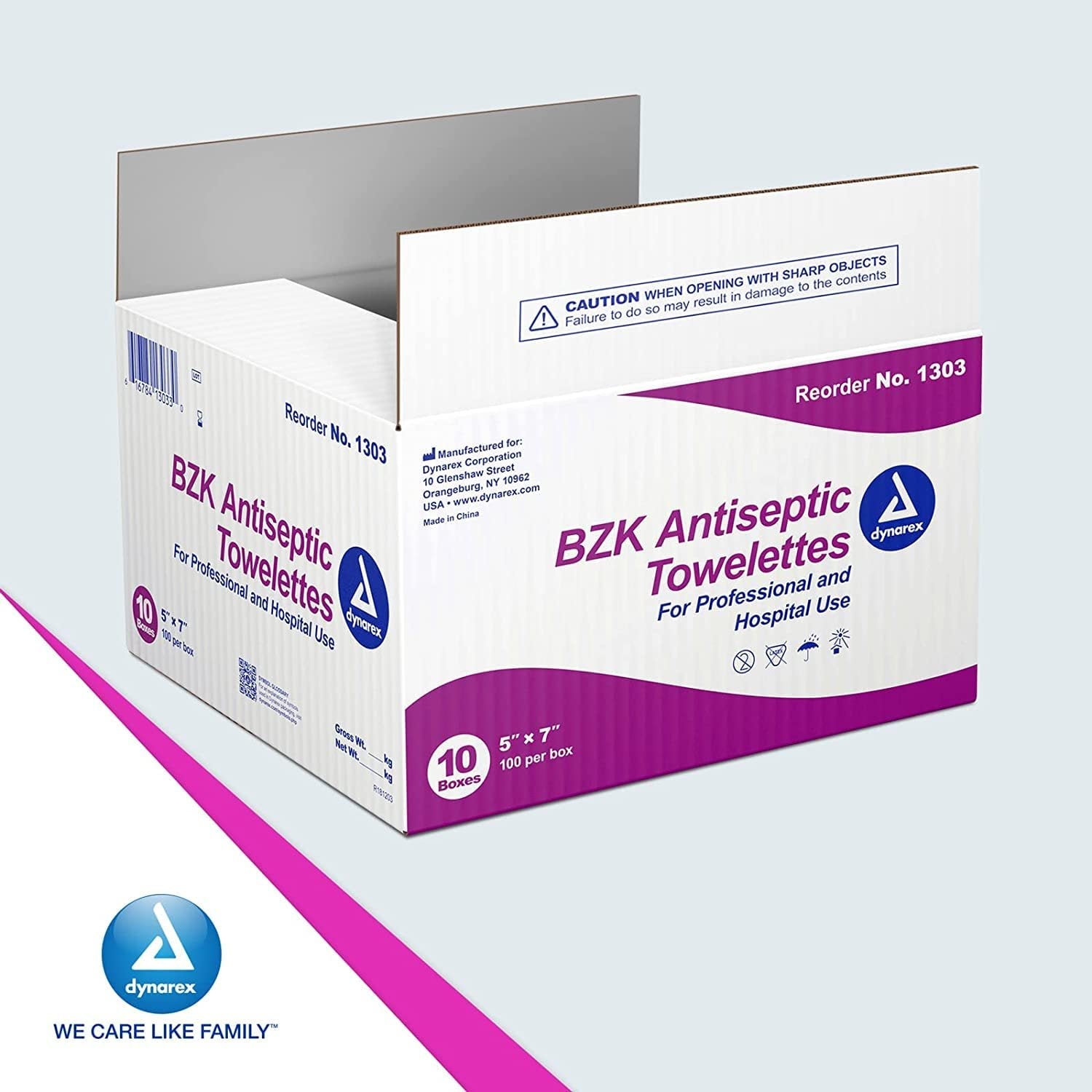 Dynarex BZK Antiseptic Towelettes 100 ea (Pack of 2)