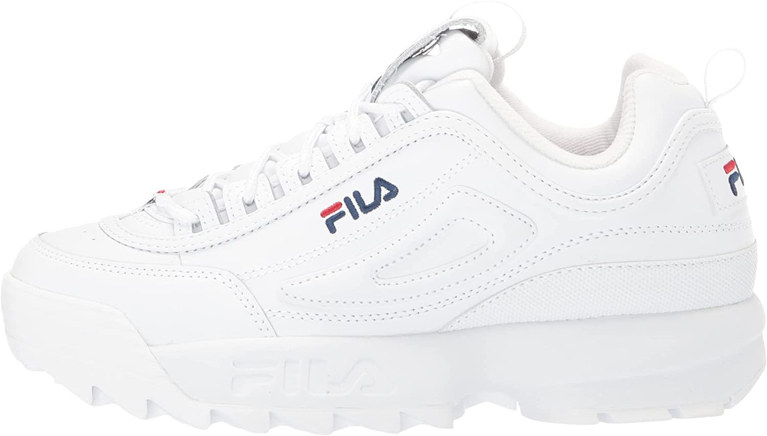 Fila womens Fila Women's Disruptor Ii Premium Sneaker, White/Navy/Red, 8 US