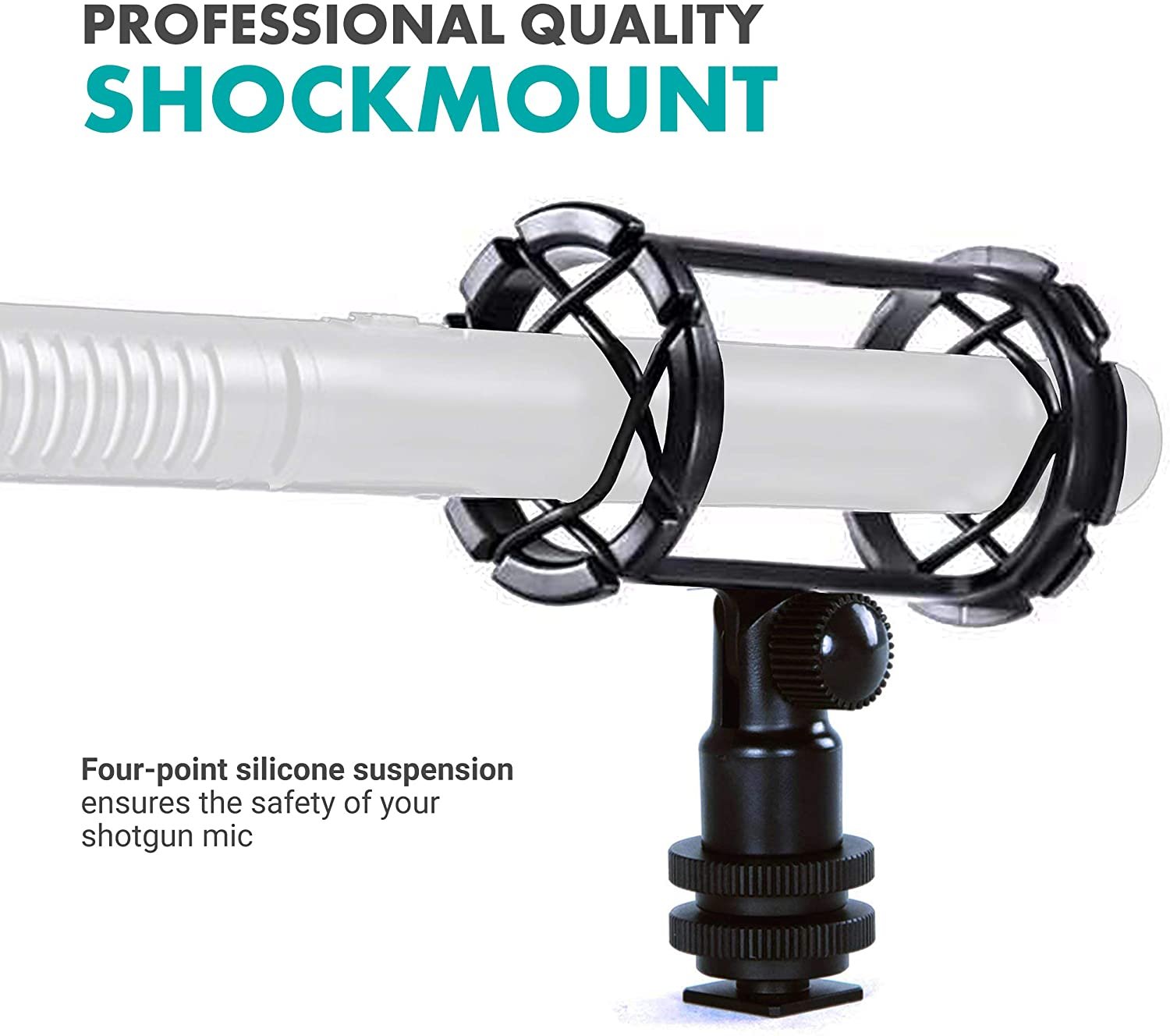Movo/Sevenoak SMM1 Microphone Shock Mount with Camera Cold Shoe for Shotgun Microphones 19-25mm in Diameter (Including Rode NTG-1, NTG-2, Sennheiser MKE-600)