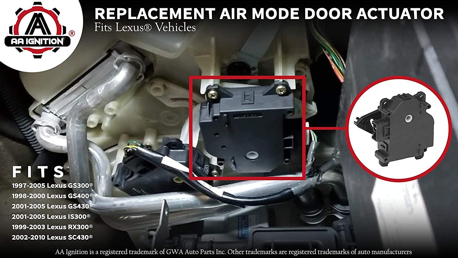 Mode HVAC Air Door Actuator - Compatible with Lexus Vehicles - 97-05 GS300, GS400, GS430, IS300, RX300, 2002-2010 SC430 - Replaces 8710630371, 604-917, 87106-30371, 604917 - Blend Heater Servo Unit