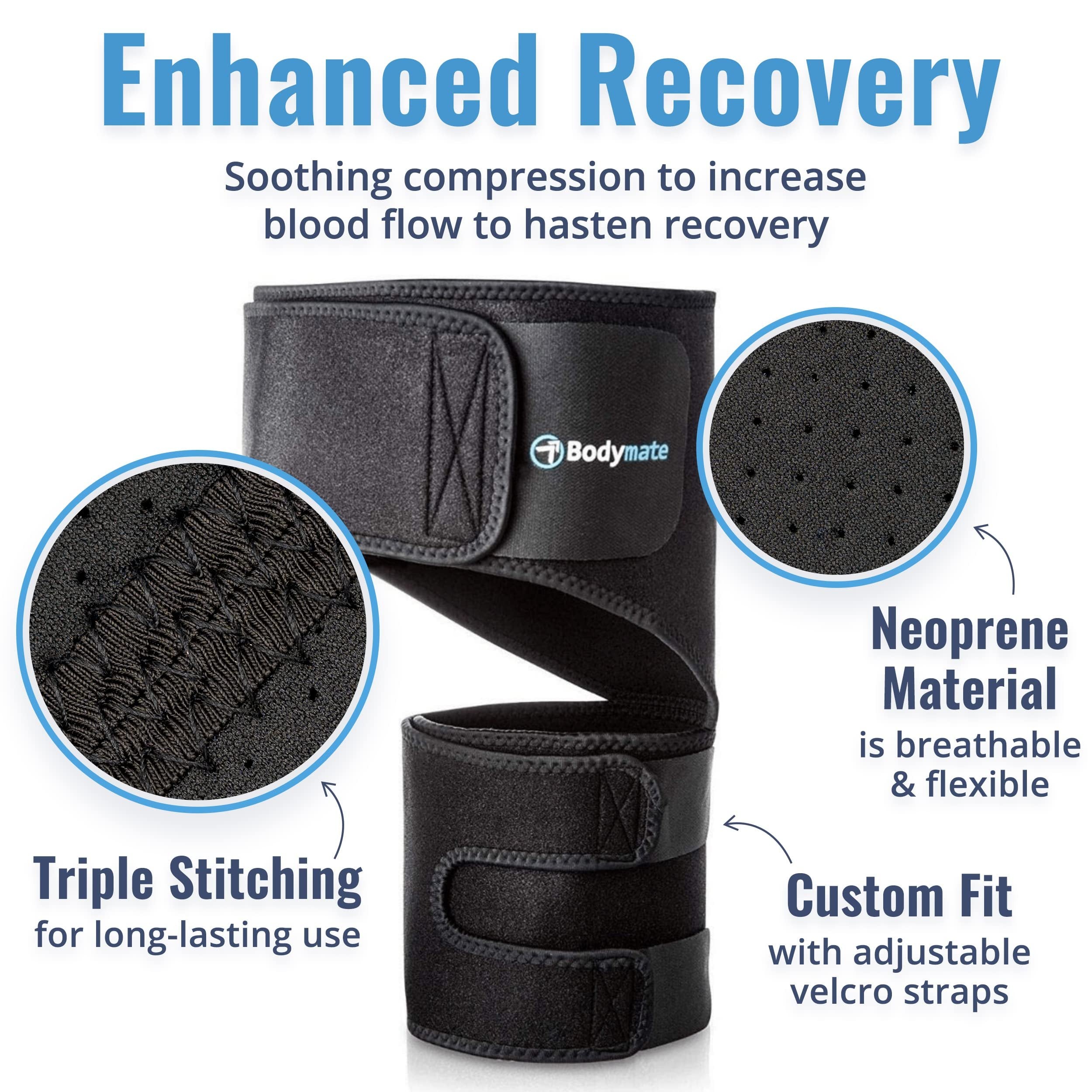 BODYMATE Hip Brace for Sciatica Pain Relief | SI Belt/Sacroiliac Belt | Black | Medium (Hip 32- 44") | Compression Wrap for Thigh, Hamstring, Joints, Arthritis, Pulled Muscles"