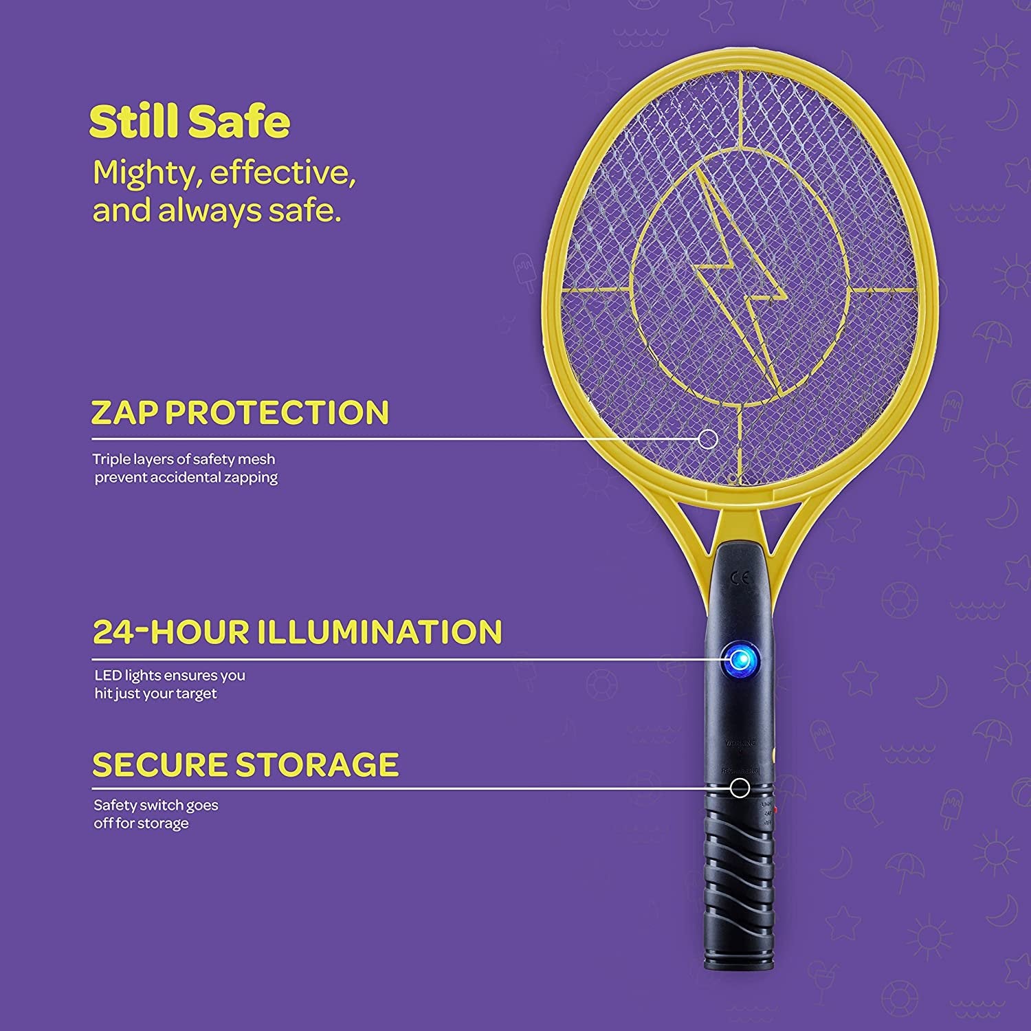Electric Fly Swatter [Set of 2] Handheld Bug Zapper Racket for Indoor/Outdoor - 4000 Volt Fly Swatter - Instant Bug & Mosquito Killer with Attractant LED Light - USB Rechargeable Portable Fly Zapper.
