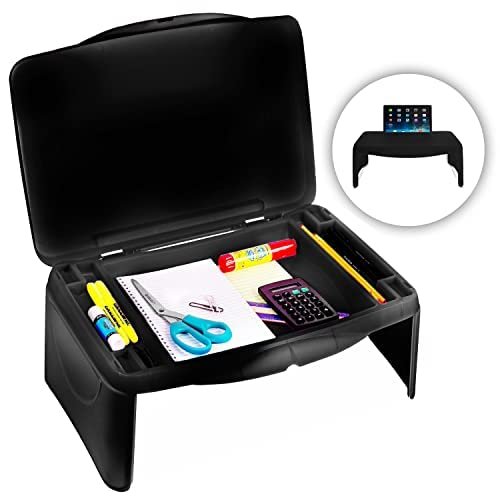 Mavo Craft Folding Lap Desk with Extra Storage & Dividers | Black | Perfect for Adults, Kids, Boys & Girls | Easy to Fold & Great for Bed, Breakfast, Laptop & More | Free Shipping & Returns