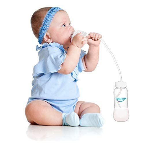 Tinukim iFeed Self-Feeding Baby Bottle - 9oz Tube, Anti-Colic, White - 2 Pack